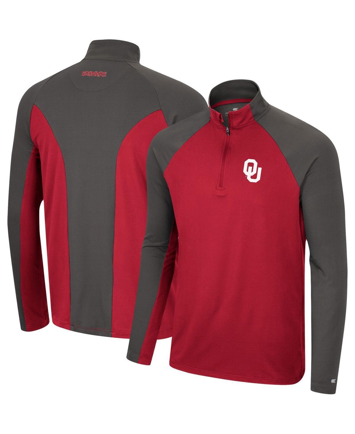 Mens Colosseum Crimson, Charcoal Alabama Crimson Tide Two Yutes Raglan Quarter-Zip Windshirt Product Image