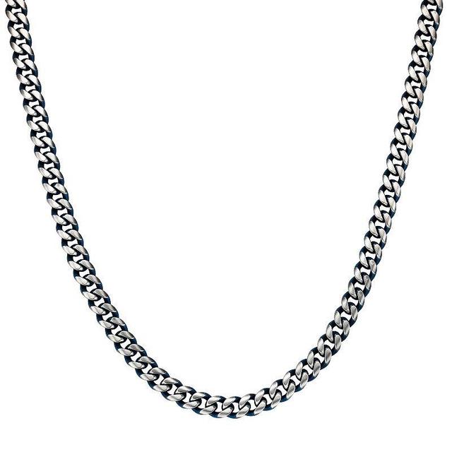 Mens LYNX Blue Ion-Plated Stainless Steel 5mm Curb Link Chain Necklace Blue Tone Product Image