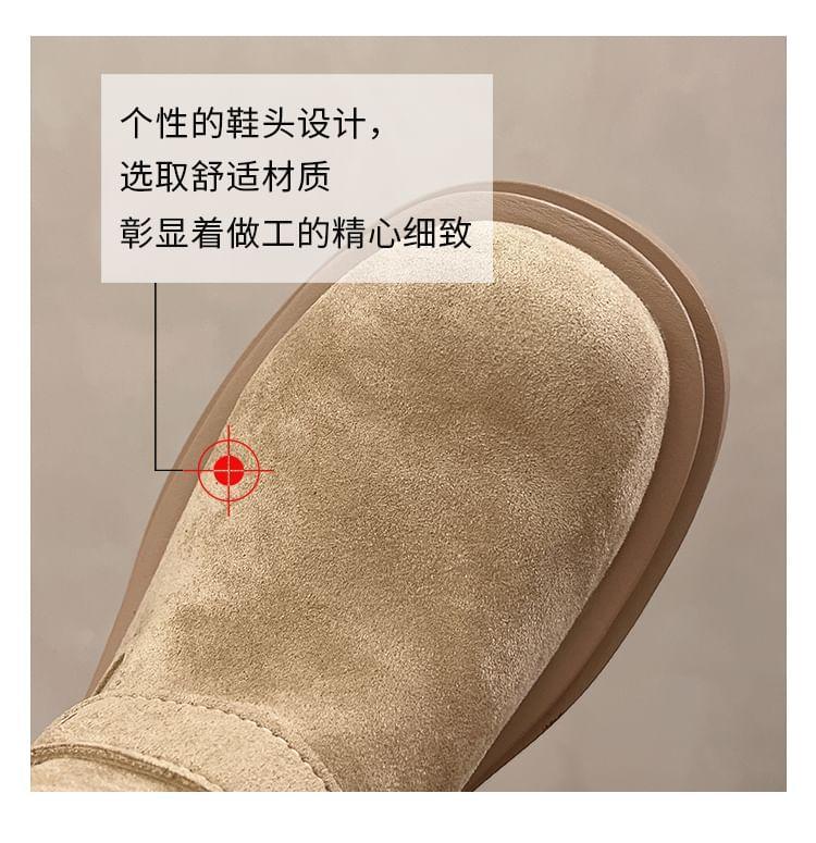 Platform Plain Buckled Faux Suede Mid-Calf Boots Product Image