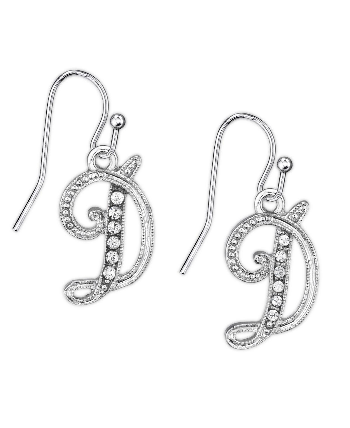 2028 Silver Tone Crystal Initial Wire Earring Product Image