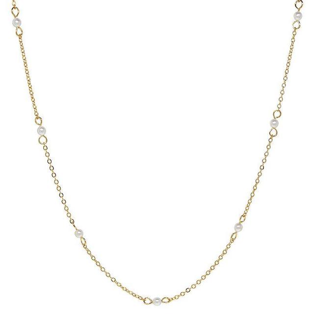 1928 Gold Tone Simulated Pearl Station Chain Necklace, Womens, White Product Image