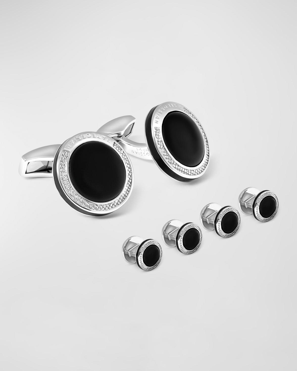 Mens Onyx Sterling Silver Cuff Links Product Image