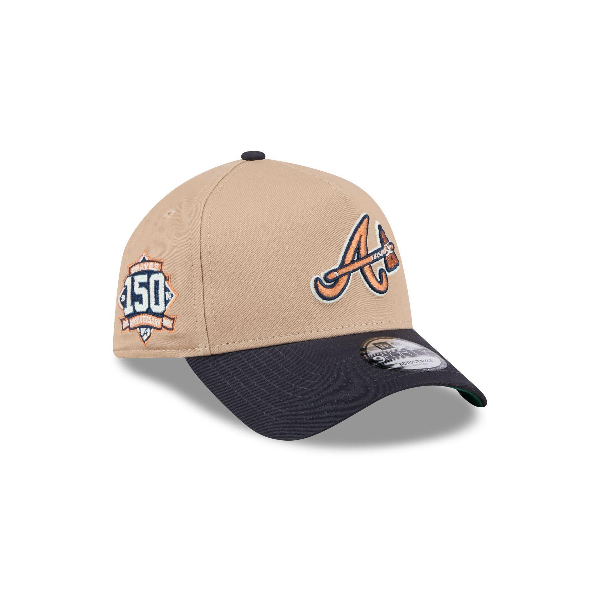 Atlanta Braves Beige Khaki 9FORTY A-Frame Snapback Hat Male Product Image