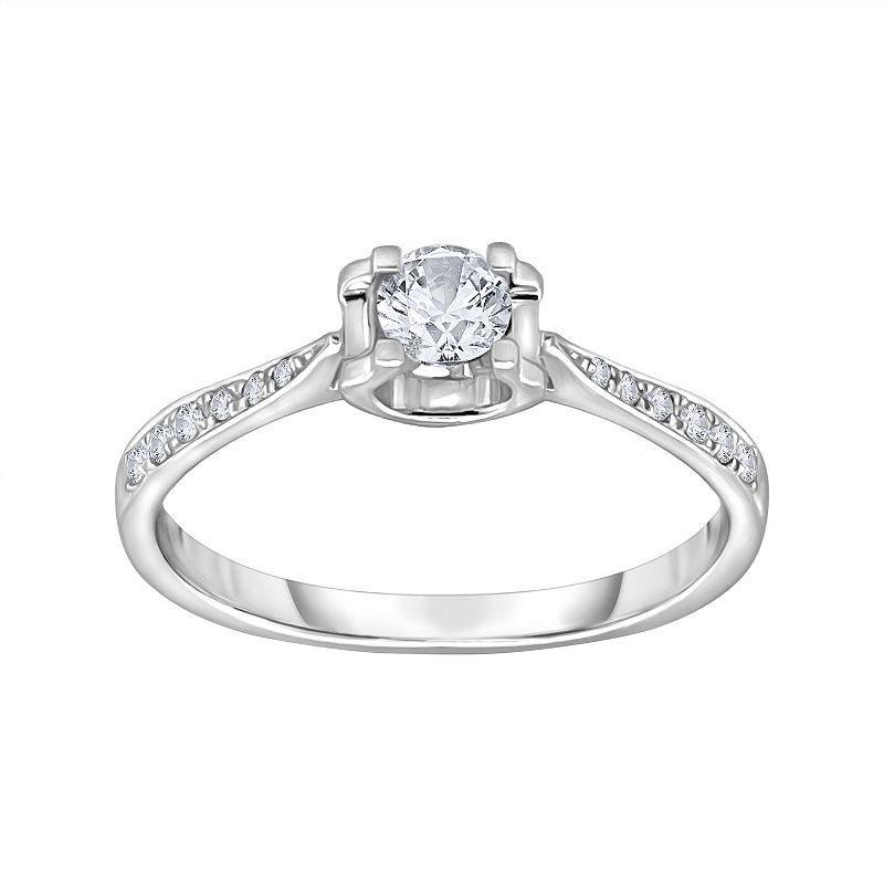 14k White Gold 1/3 Carat T.W. Diamond Engagement Ring, Womens Product Image