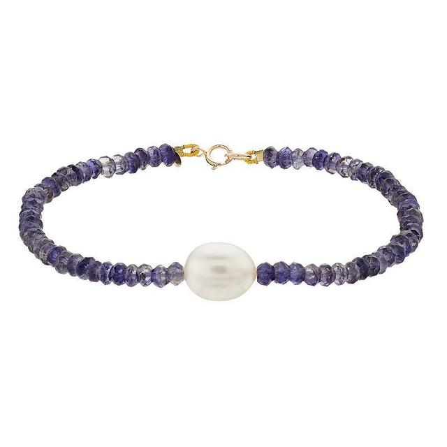 Jewelmak 14k Gold Freshwater Cultured Pearl & Lolite Bracelet, Womens, Purple Product Image