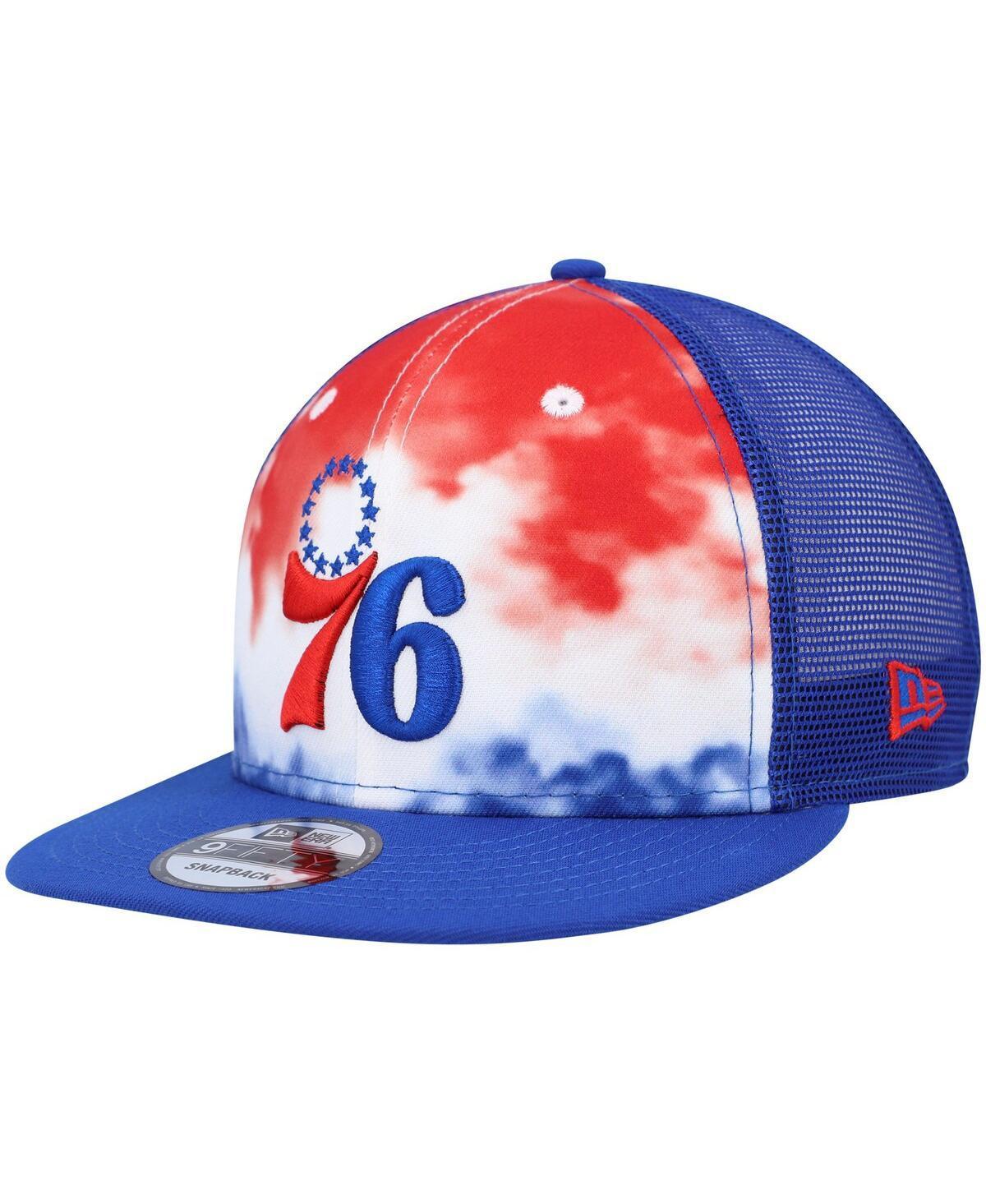 Mens New Era Royal Philadelphia 76ers Hazy Trucker 9FIFTY Snapback Hat Product Image