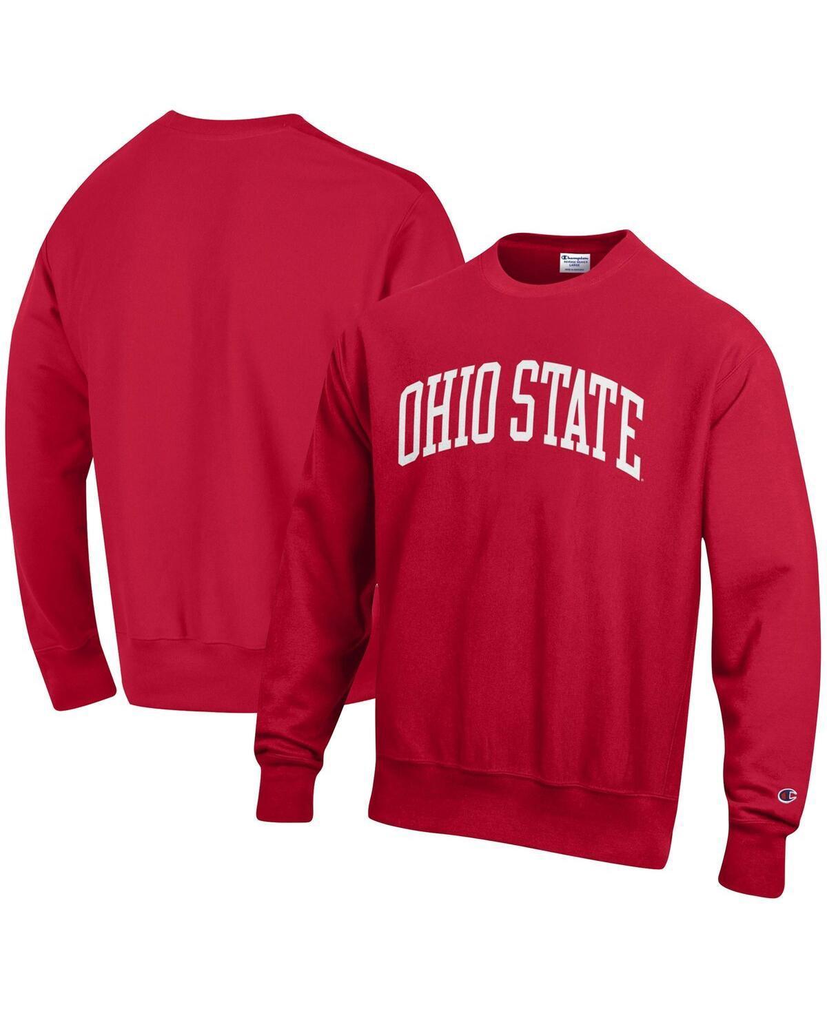 Mens Champion Scarlet Ohio State Buckeyes Arch Reverse Weave Pullover Sweatshirt Product Image