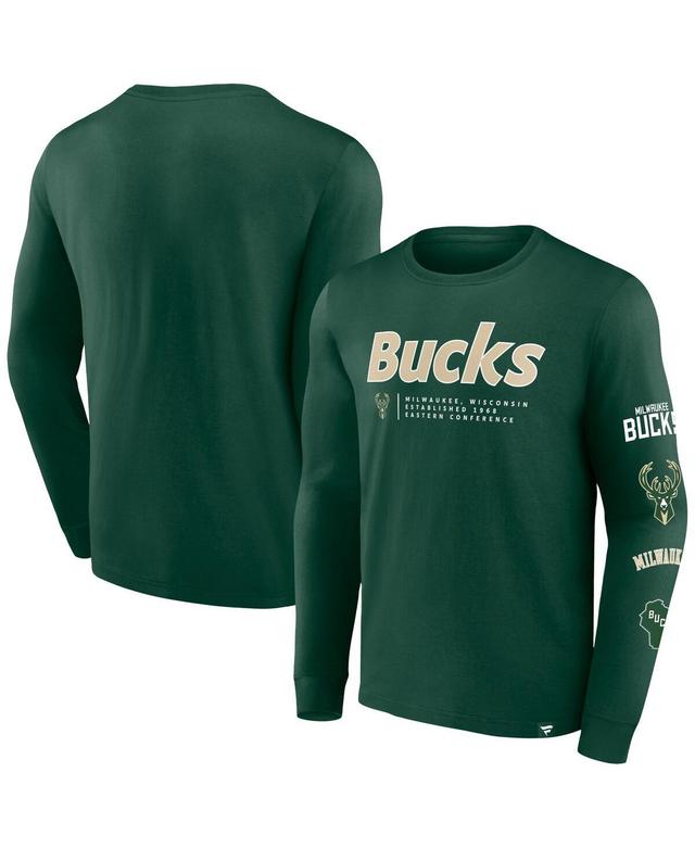 Mens Fanatics Hunter Green Milwaukee Bucks Baseline Long Sleeve T-shirt Product Image