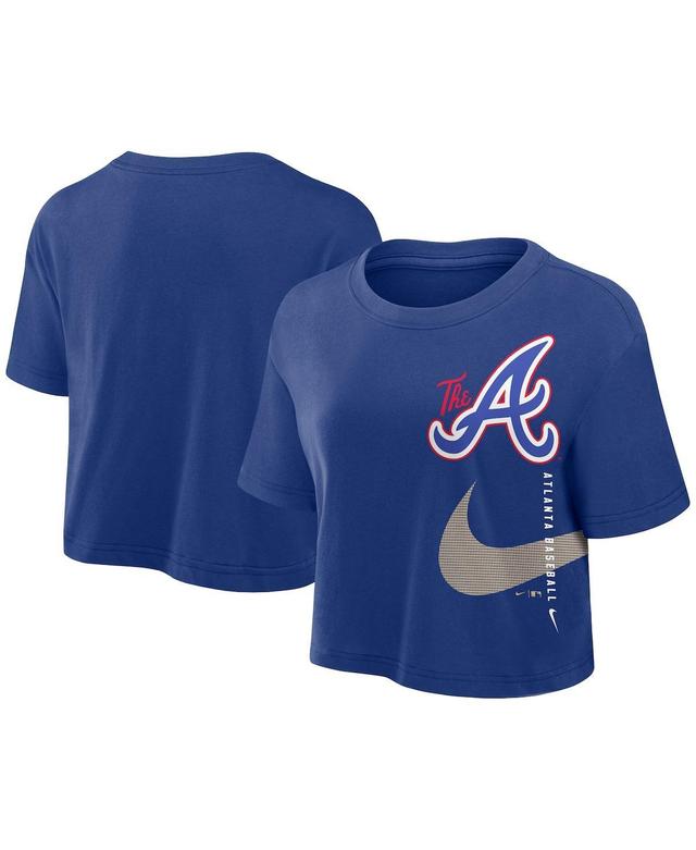 Womens Nike Royal Atlanta Braves City Connect Performance Cropped T-Shirt Product Image