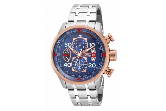 Invicta Mens Aviator Quartz Chronograph Blue Dial Stainless Steel Bracelet Watch - Blue Product Image