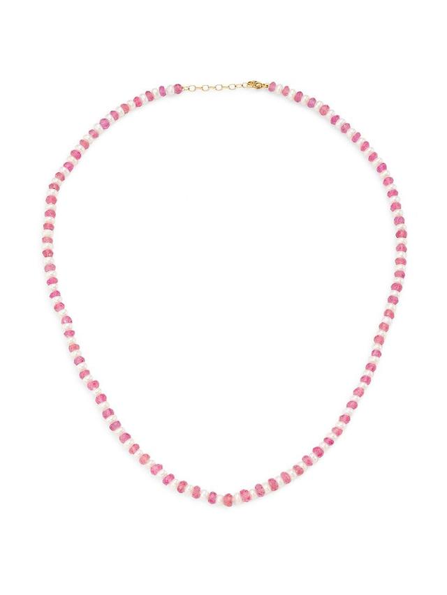 Womens Ocean 14K Yellow Gold, Pink Sapphire & Pearl Necklace Product Image