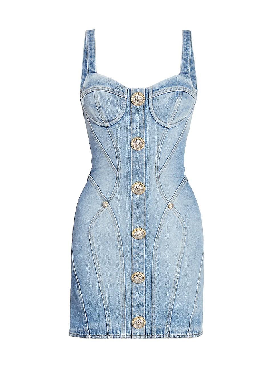 Womens Seamed Denim Bustier Minidress Product Image