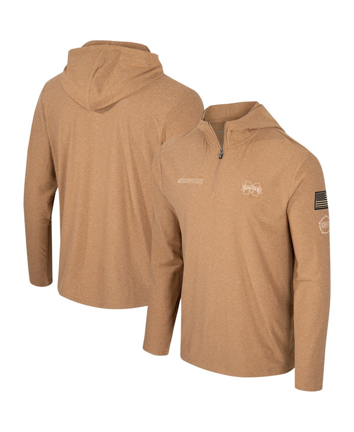 Mens Colosseum Khaki LSU Tigers OHT Military Appreciation Cloud Jersey Desert Quarter-Zip Pullover Product Image