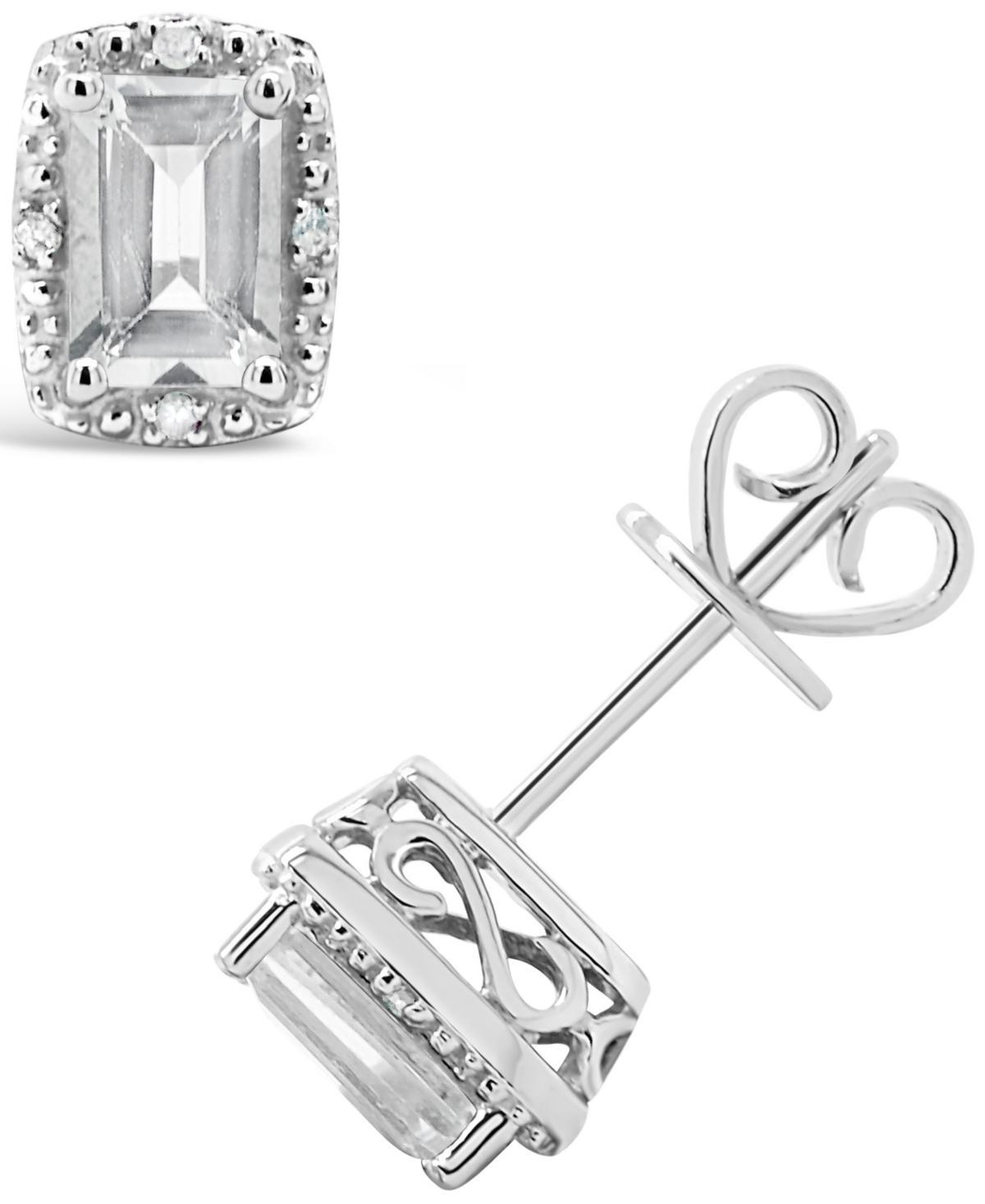 Gemstone and Diamond Accent Stud Earrings in Sterling Silver Product Image