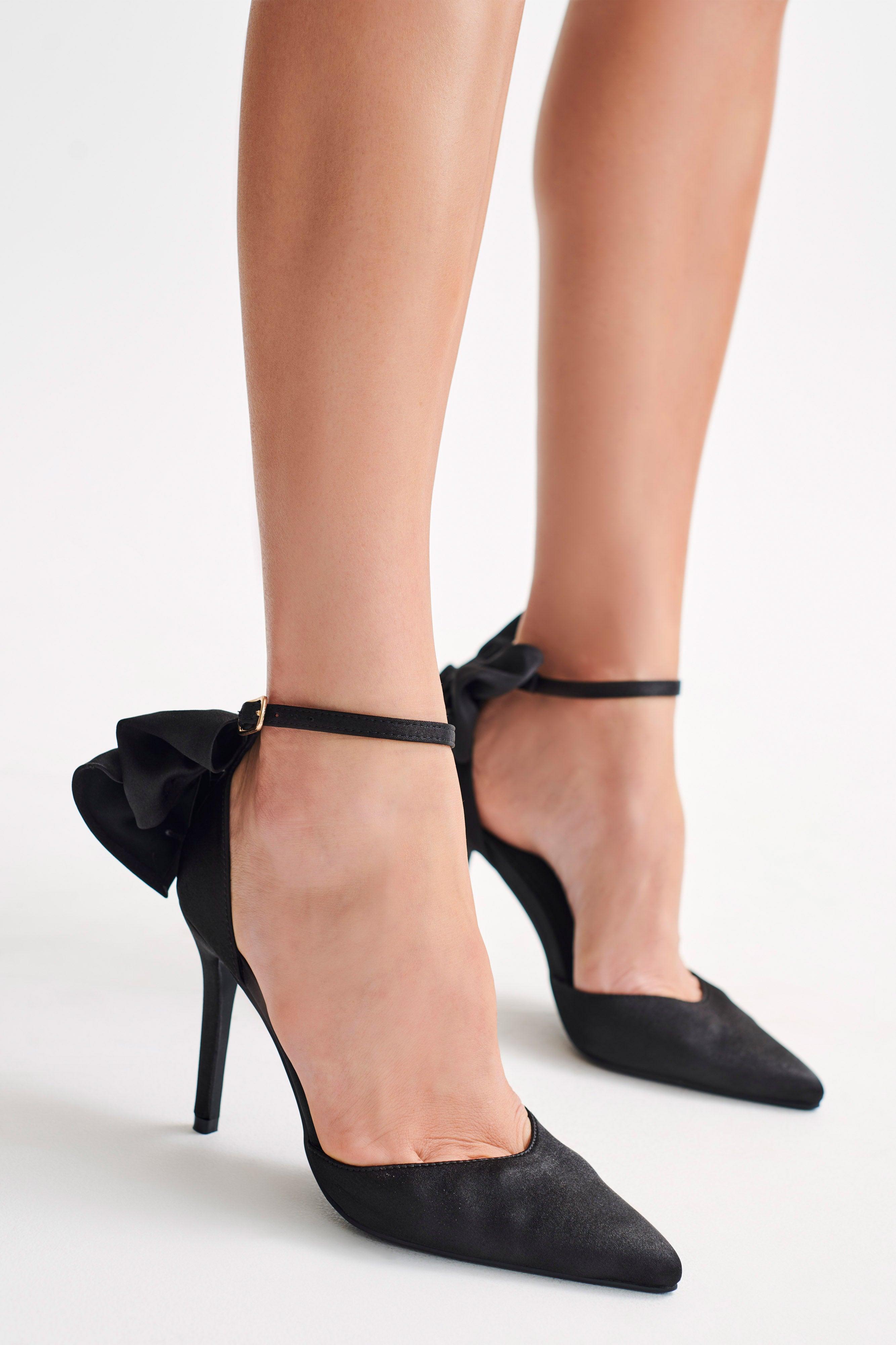 Charmed Satin Bow Heel - Black Product Image