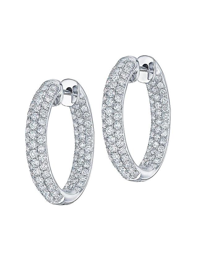 Womens Moonlight 18K White Gold & Petite Pav Diamond Hoop Earrings Product Image