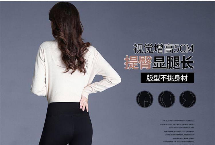 High Waist Plain Fleece-Lined Yoga Leggings Product Image