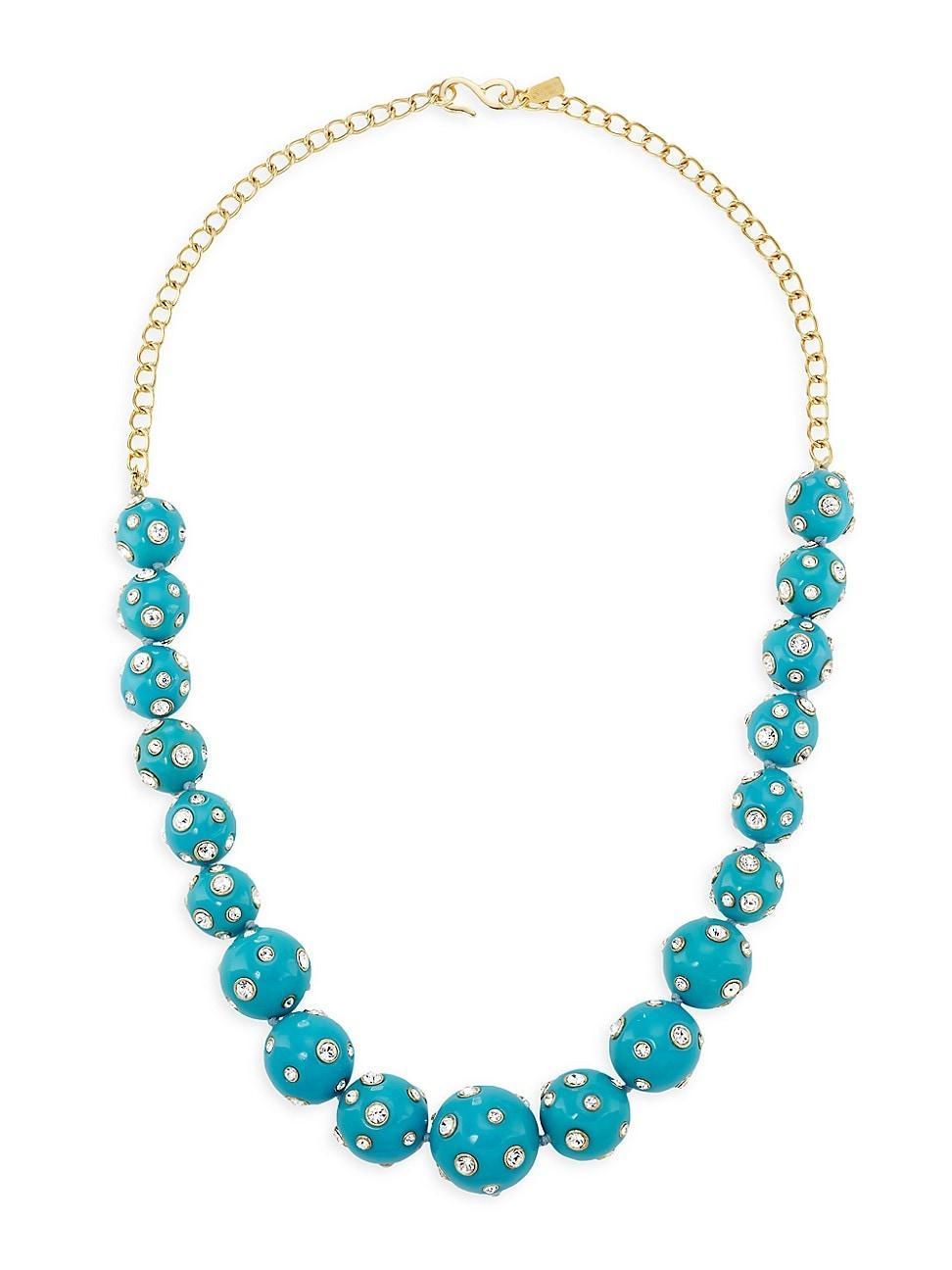 Womens Goldtone Crystal & Turquoise Resin Necklace Product Image