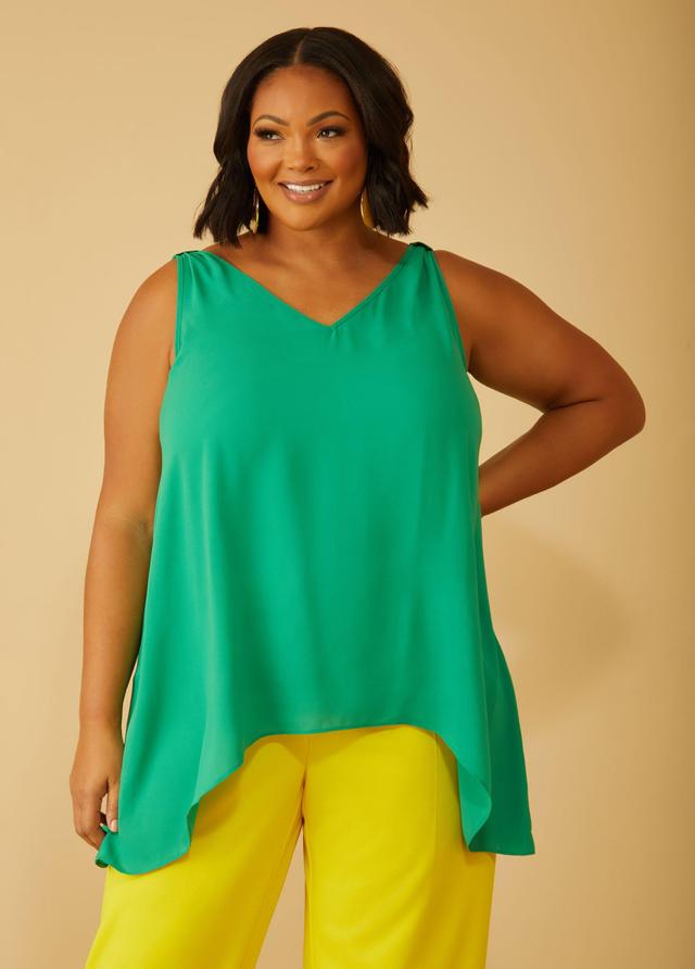 Plus Size V Neck Asymmetric Blouse Ashley Stewart Product Image