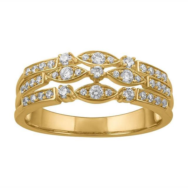 Simply Vera Vera Wang 14k Gold 1/3 Carat T.W. Diamond 3-Row Ring, Womens White Product Image