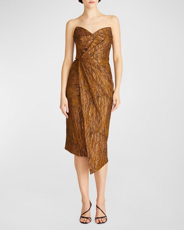 Theia Marcy Metallic Strapless Cocktail Dress Product Image