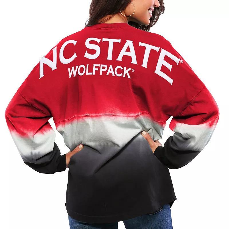 Womens Red NC State Wolfpack Ombre Long Sleeve Dip-Dyed Spirit Jersey Product Image