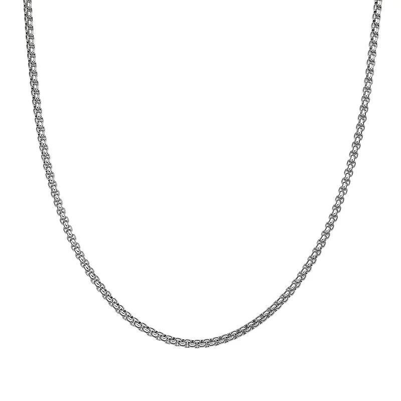 Mens LYNX Stainless Steel 3.5 mm Round Box Chain Necklace Black Product Image