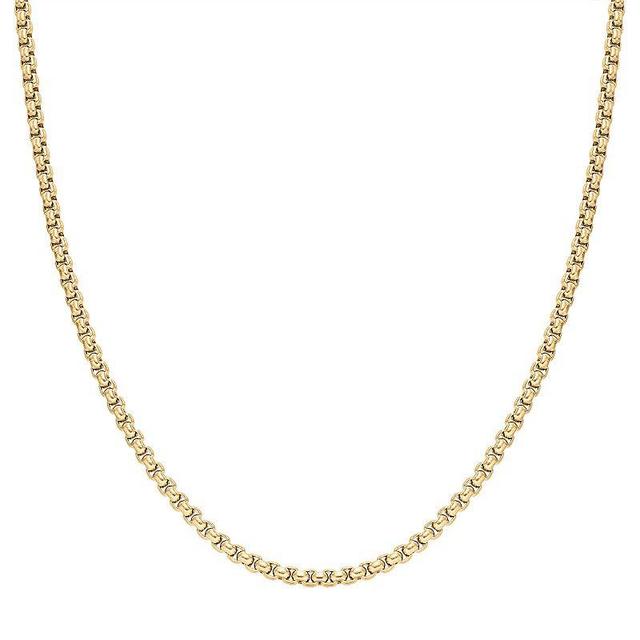 Mens LYNX Stainless Steel 3.5 mm Box Chain Necklace Gold Tone Product Image