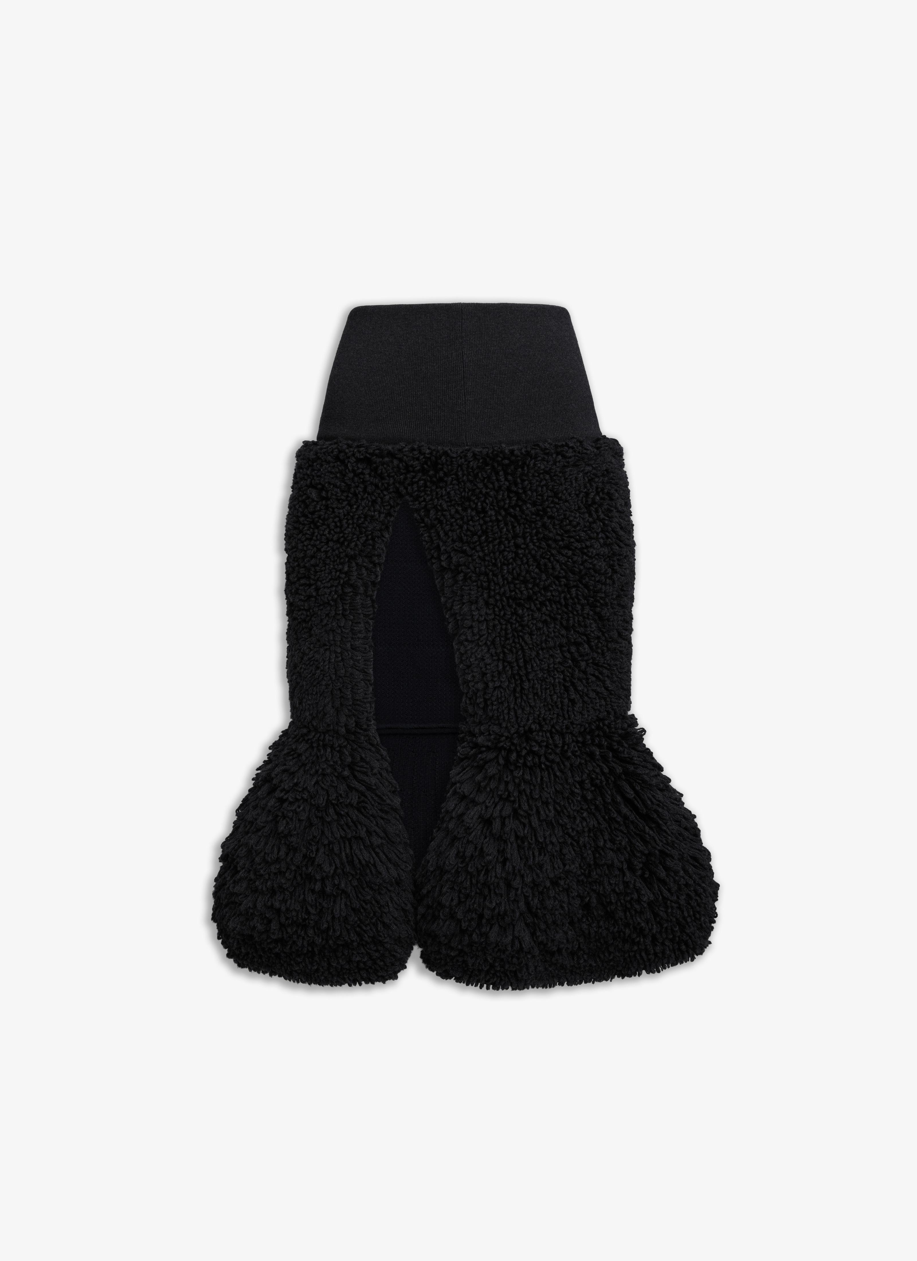 Black SLIT SKIRT IN KNITTED FUR Product Image