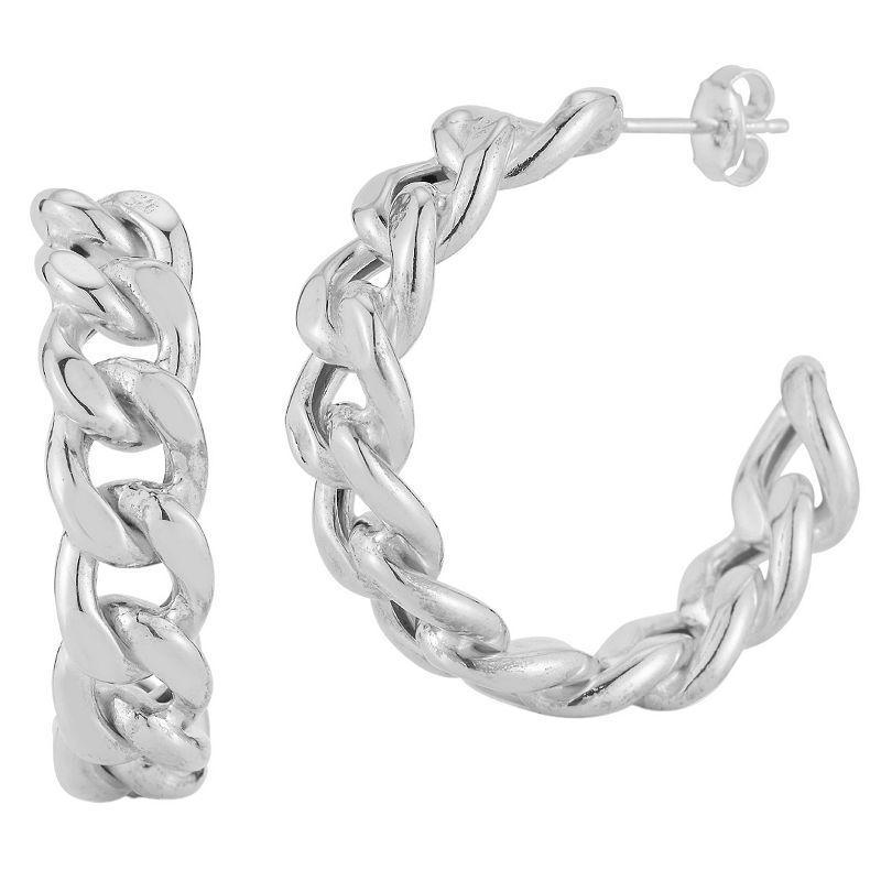 Sunkissed Sterling 14k Gold Over Silver Bold Curb Chain Hoop Earrings, Womens Product Image