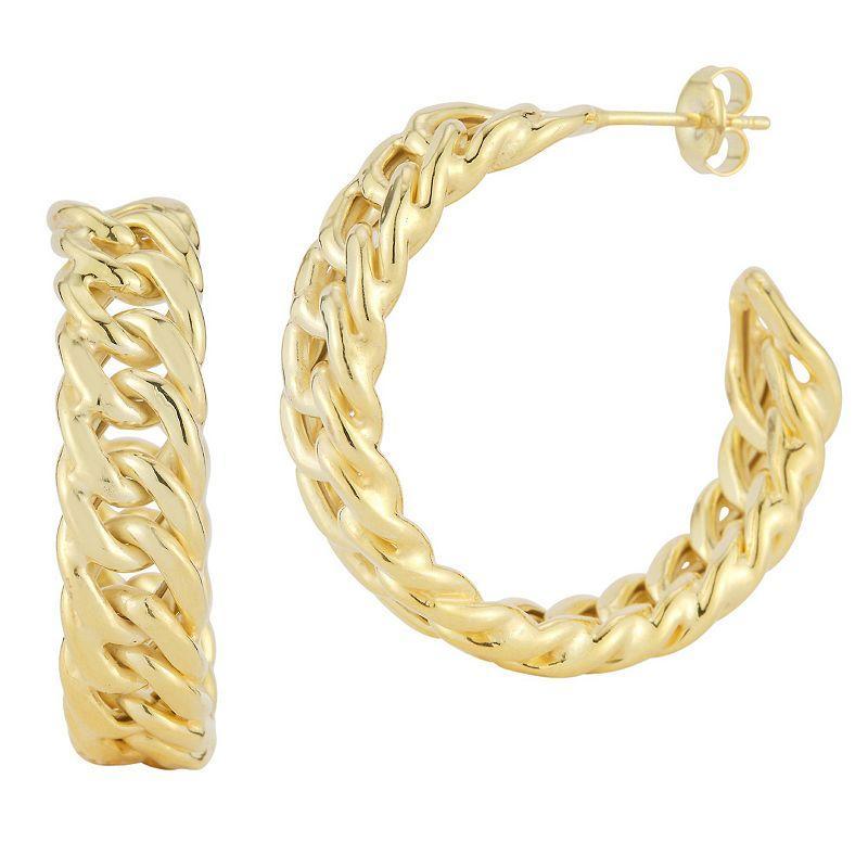 Sunkissed Sterling 14k Gold Over Silver Bold Double Curb Hoop Earrings, Womens Product Image