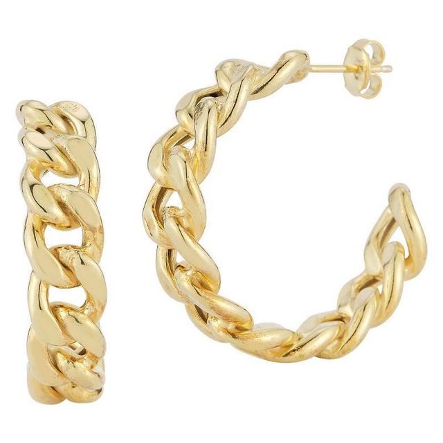 Sunkissed Sterling 14k Gold Over Silver Bold Curb Chain Hoop Earrings, Womens Product Image