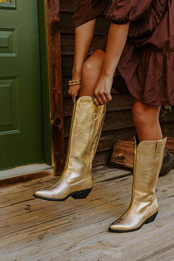 The Lockwood Metallic Cowboy Boot in Gold Product Image