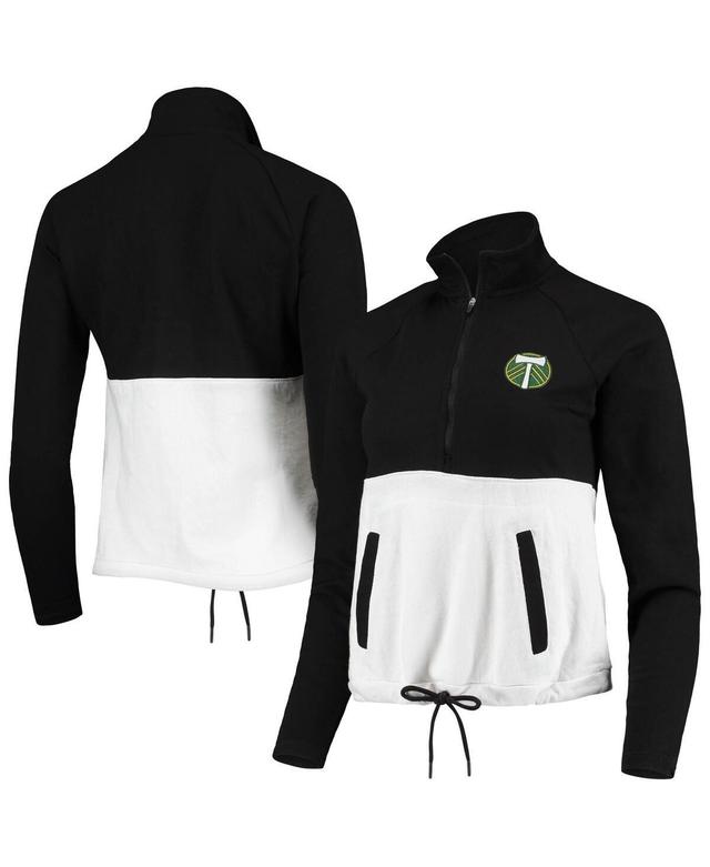 Womens Antigua Black Portland Timbers Harbor Raglan Half-Zip Jacket - Black Product Image