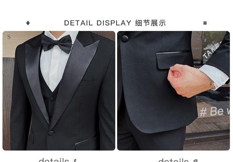 Set: Lapel Collar Two Tone Double Breasted Blazer + Dress Pants + Vest Product Image