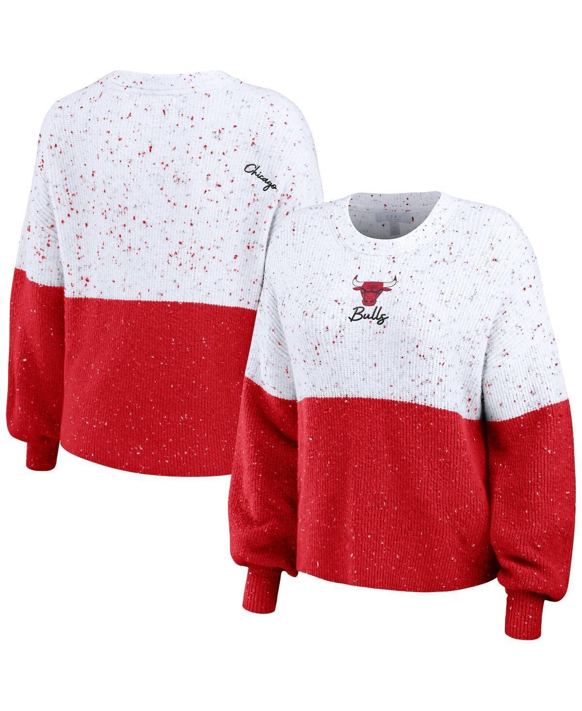 Womens Wear by Erin Andrews White Chicago Bulls Color-Block Pullover Sweater - White Product Image