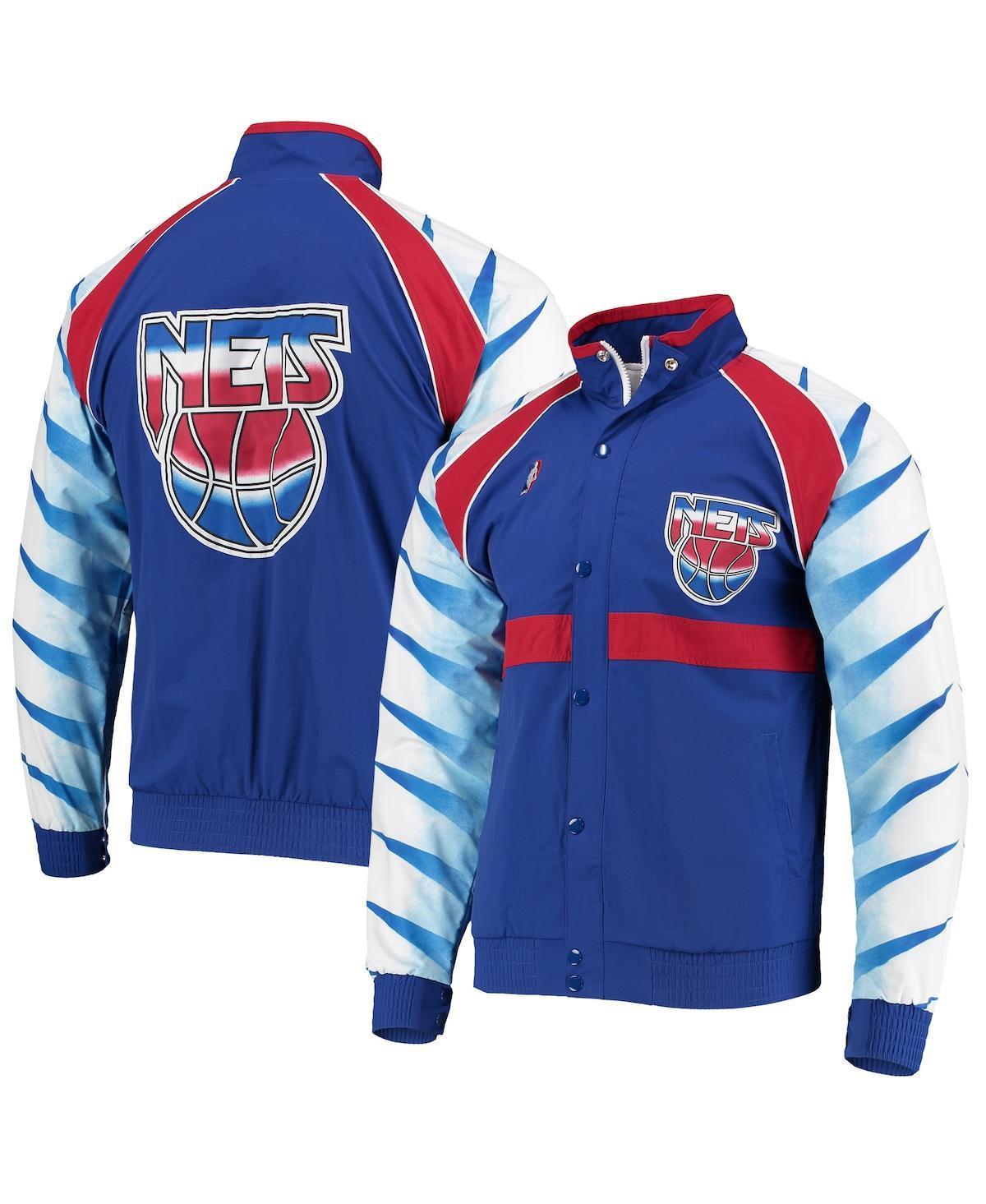 Mens Mitchell & Ness Blue New Jersey Nets Hardwood Classics Authentic Warm-Up Raglan Full-Zip Jacket Product Image