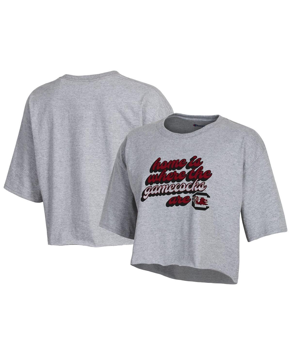 Womens Champion Gray South Carolina Gamecocks Boyfriend Cropped T-shirt Product Image