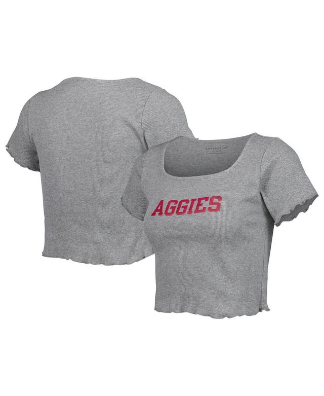 Womens Gray Texas A&M Aggies Baby Rib Lettuce-Edge Trim T-shirt Product Image