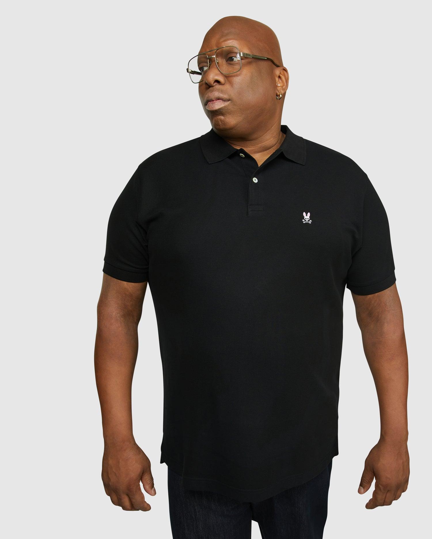 Psycho Bunny Men's Big And Tall Classic Pique Polo Shirt 001 BLACK Product Image