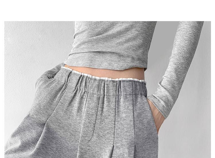 Waistline-Detail Pleated Wide-Leg Sweatpants in 5 Colors Product Image