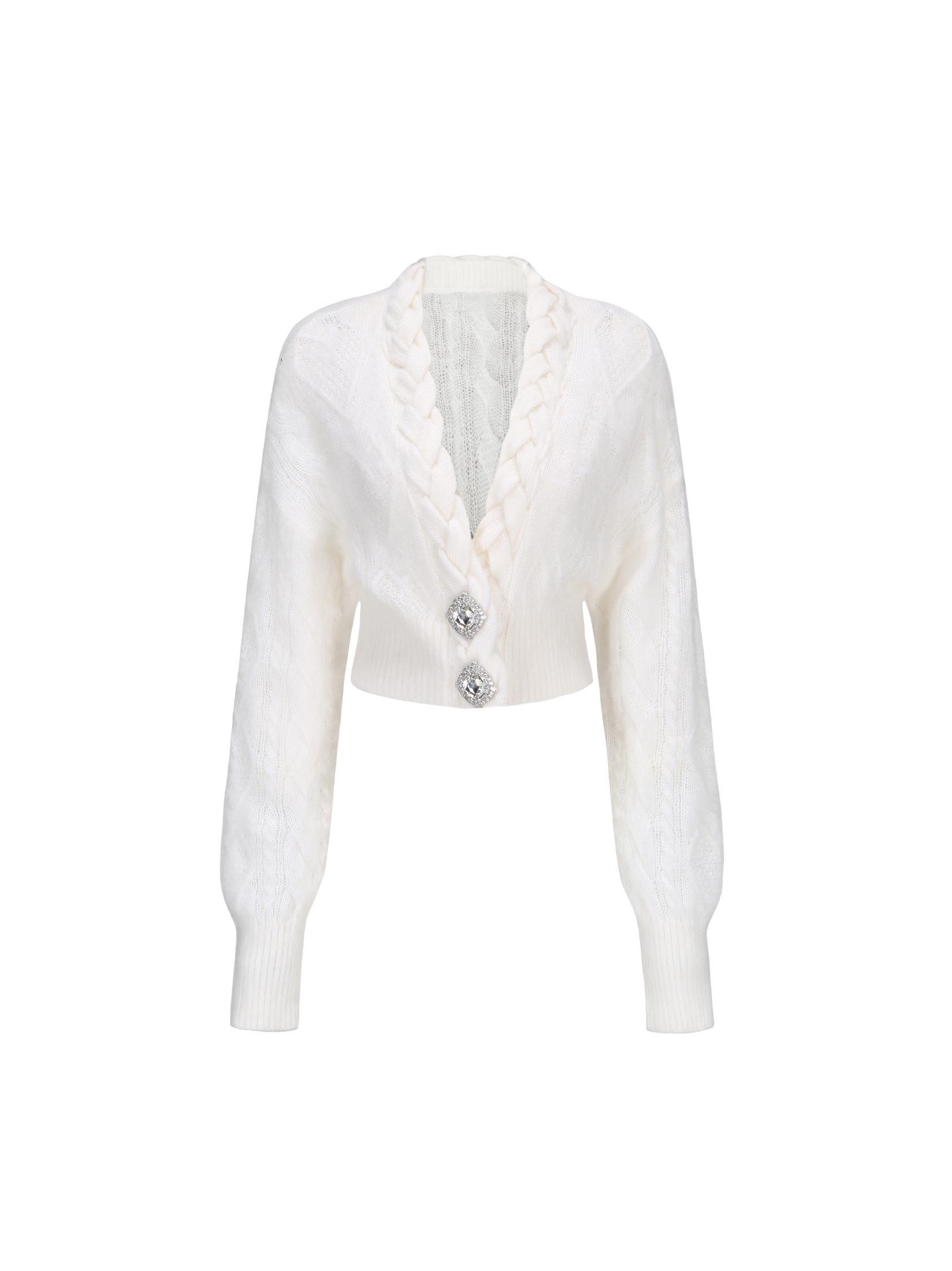 Carmen Diamond Knit Sweater (White) (Final Sale) Product Image