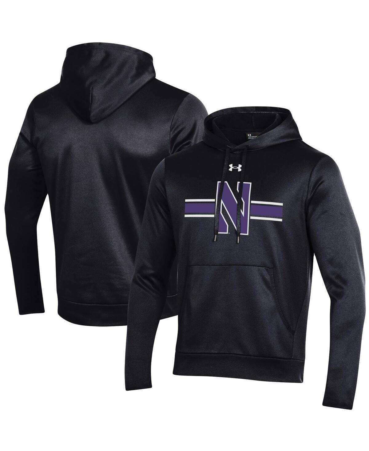 Mens Under Armour Northwestern Wildcats Logo Stripe Fleece Pullover Hoodie Product Image