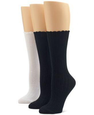 Hue Womens 3-Pk. Scalloped Pointelle Crew Socks Product Image