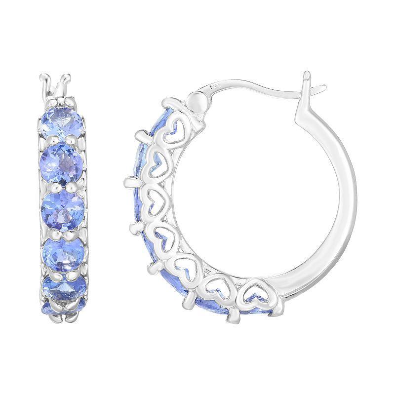 Sterling Silver Genuine Tanzanite Hoop Earrings, Womens Product Image