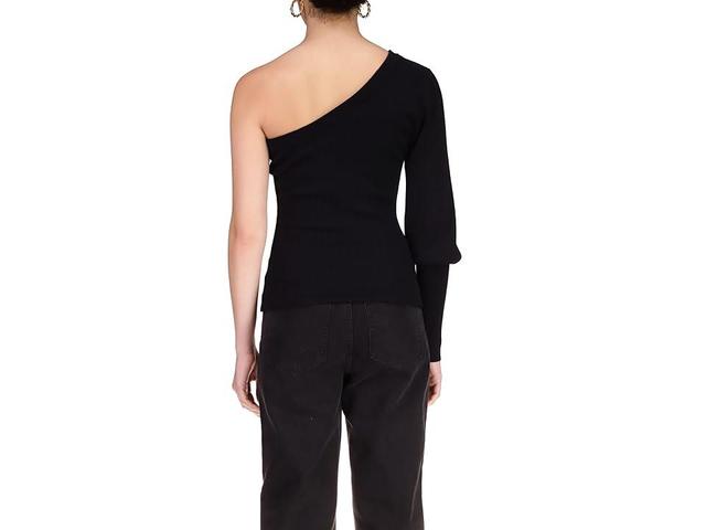 Sanctuary One Shoulder Rib Sweater (Black) Women's Clothing Product Image