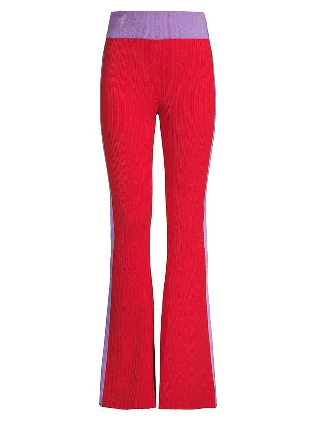 Womens Flared Colorblocked Wool Pants Product Image