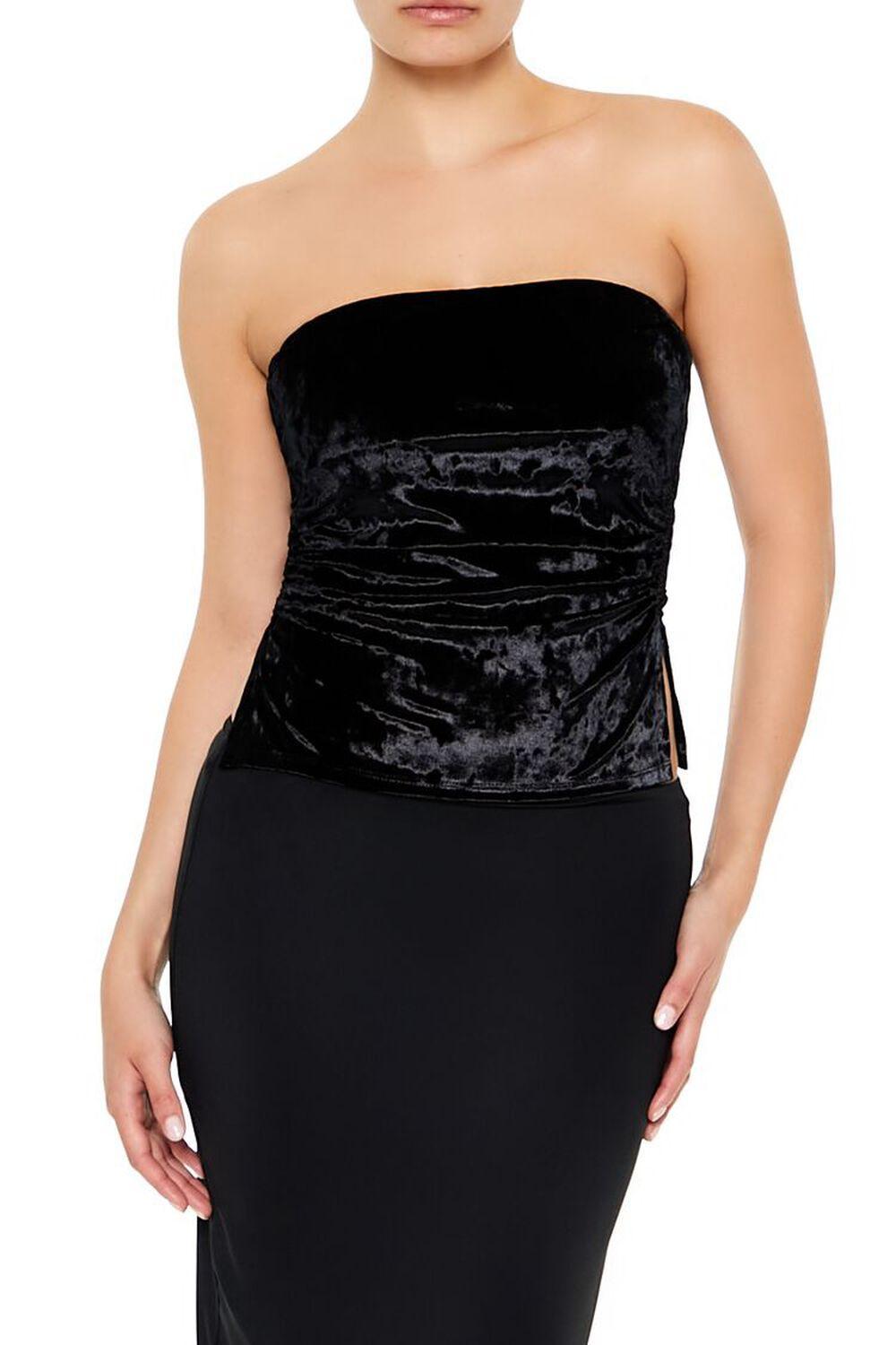 Split-Hem Velvet Tube Top | Forever 21 Product Image