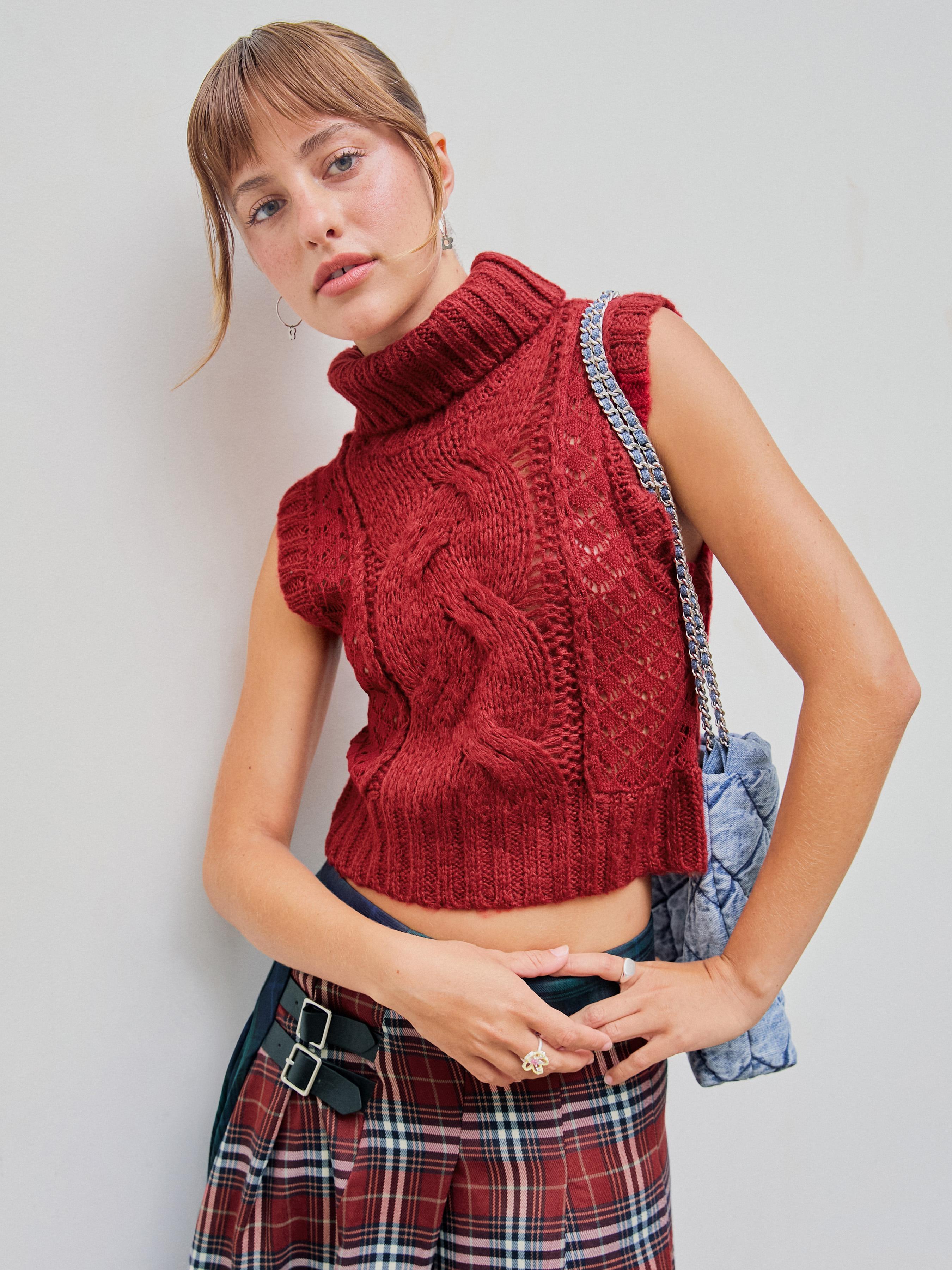 Knit Turtleneck Solid Tank Top Product Image