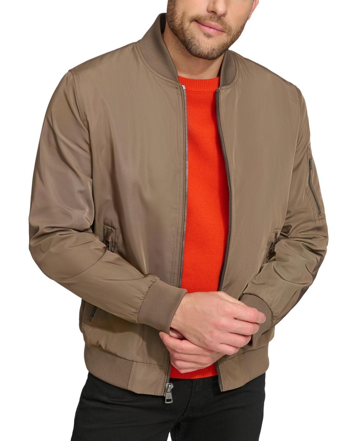 Calvin Klein Mens Solid-Color Zipper Flight Jacket Product Image